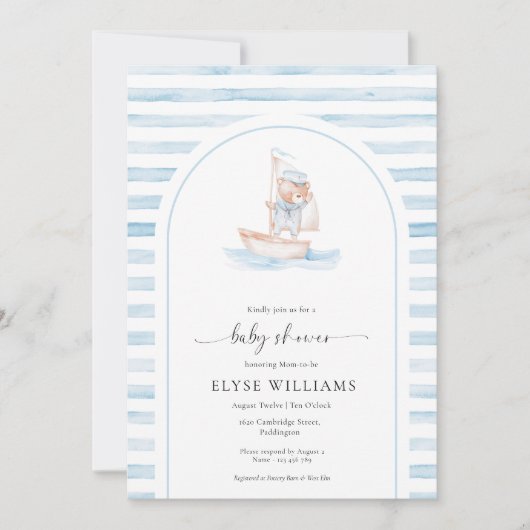 Sailor Beer Blue Stripe Baby shower Kaart (Voorkant)