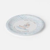 Sailor Beer Blue Stripe Baby shower Papieren Bordje (Gekanteld)