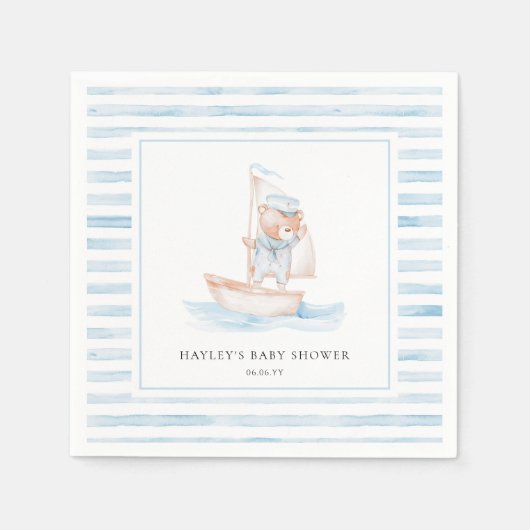 Sailor Beer Blue Stripe Baby shower Servet (Voorkant)