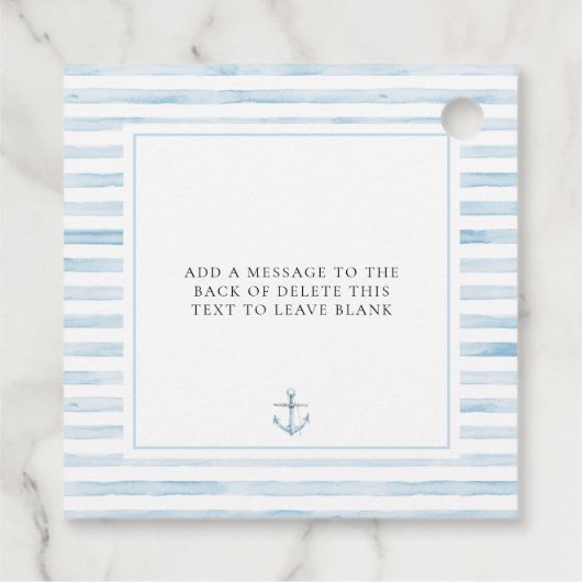 Sailor Beer Blue Stripe Verjaardag Bedankjes Labels (Achterkant)