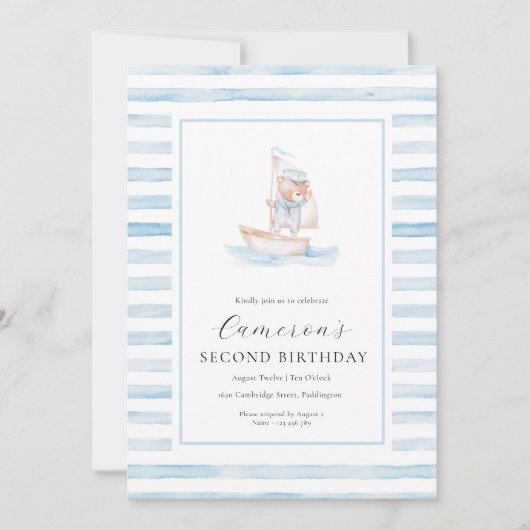 Sailor Beer Blue Stripe Verjaardag Kaart (Voorkant)