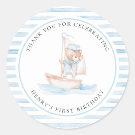 Sailor Beer Blue Stripe Verjaardag Ronde Sticker