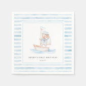 Sailor Beer Blue Stripe Verjaardag Servet (Voorkant)