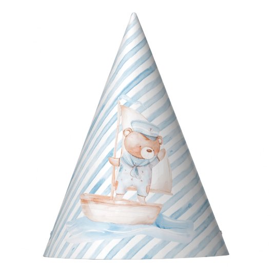 Sailor Beer Blue Stripe verjaardagsfeest Pet Feesthoedjes (Voorkant)