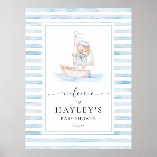Sailor Beer Blue Stripe Welkom Poster (Voorkant)
