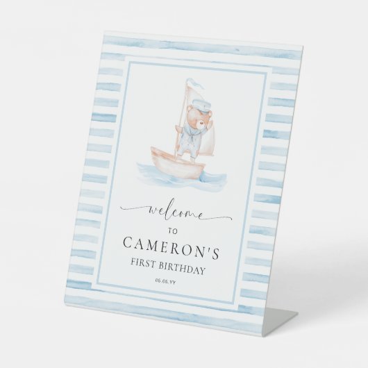 Sailor Beer Blue Stripe Welkom Reclamebord Met Voetstuk (Voorkant)