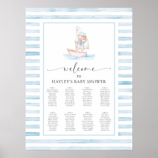 Sailor Beer Blue Stripe Zitplaatskaart Poster (Voorkant)