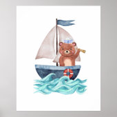 Sailor Beer Boat Waves Nautical Summer Boy Nursery Poster (Voorkant)