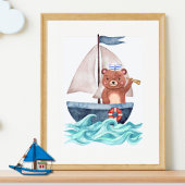 Sailor Beer Boat Waves Nautical Summer Boy Nursery Poster
