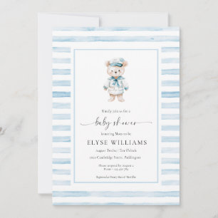 Sailor Beer Captain Blue Stripe Baby shower Kaart