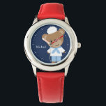 Sailor Beer gepersonaliseerd Kind Horloge<br><div class="desc">Dit leuke horloge heeft een lieve vectorillustratie van een schattig bruin beer met een matrozenpak en kan worden gepersonaliseerd met de naam of het monogram van uw kind.</div>