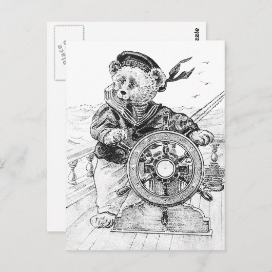 Sailor Beer Sam Steering Ship in Zee Briefkaart (Voorkant / Achterkant)