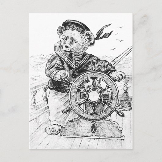 Sailor Beer Sam Steering Ship in Zee Briefkaart (Voorkant)