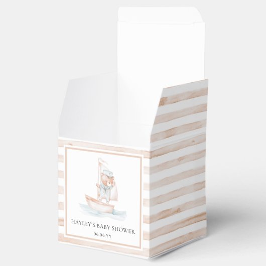 Sailor Beer Tan Stripe Baby shower Bedankdoosjes (Geopend)