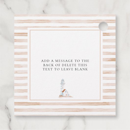 Sailor Beer Tan Stripe Baby shower Bedankjes Labels (Achterkant)