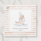 Sailor Beer Tan Stripe Baby shower Bedankjes Labels (Voorkant)