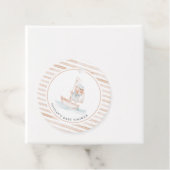 Sailor Beer Tan Stripe Baby shower Bedankjes Labels (In situ)