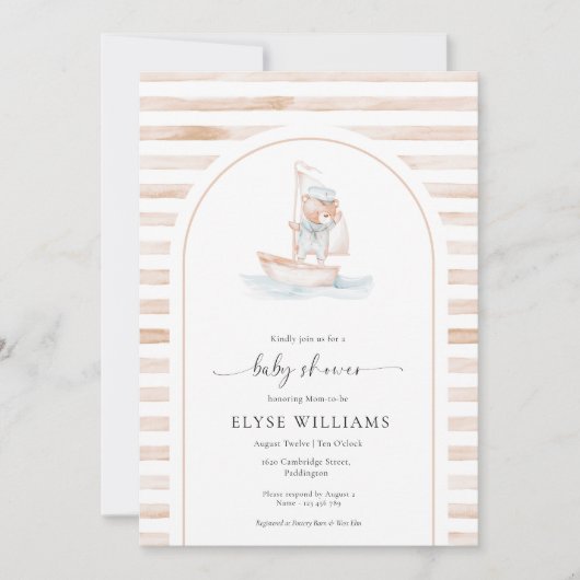 Sailor Beer Tan Stripe Baby shower Kaart (Voorkant)