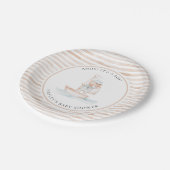 Sailor Beer Tan Stripe Baby shower Papieren Bordje (Gekanteld)
