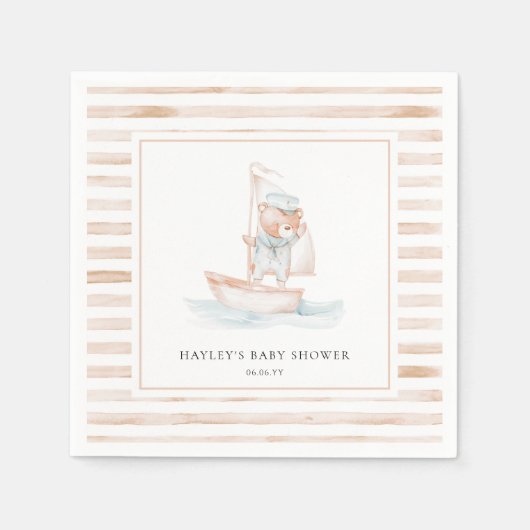 Sailor Beer Tan Stripe Baby shower Servet (Voorkant)