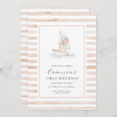 Sailor Beer Tan Stripe Eerste Verjaardag Kaart (Voorkant / Achterkant)
