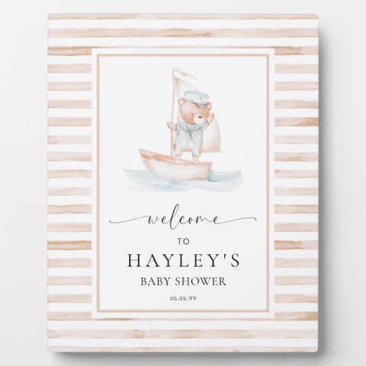 Sailor Beer Tan Stripe Welkom Fotoplaat (Voorkant)