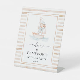 Sailor Beer Tan Stripe Welkom Reclamebord Met Voetstuk