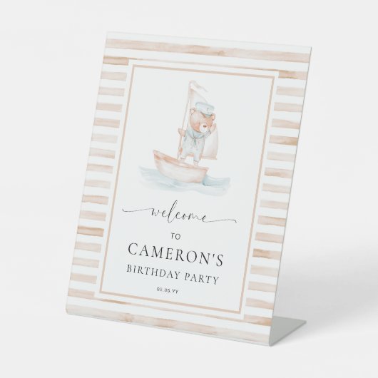 Sailor Beer Tan Stripe Welkom Reclamebord Met Voetstuk (Voorkant)