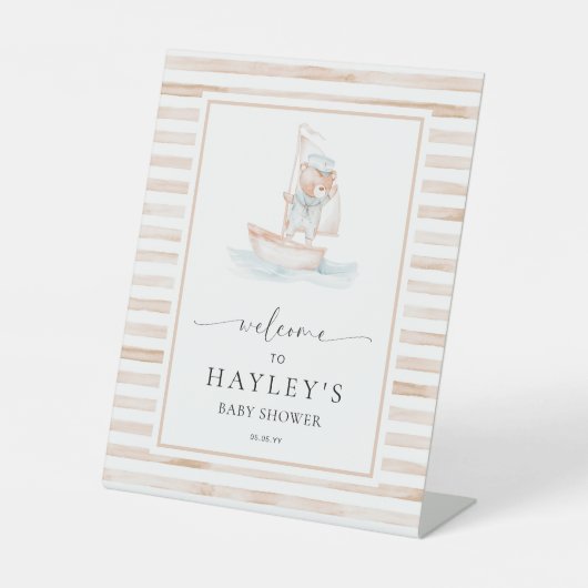 Sailor Beer Tan Stripe Welkom Reclamebord Met Voetstuk (Voorkant)