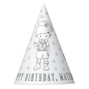 Sailor Birthday Party - Kleur uw eigen Pet Feesthoedjes