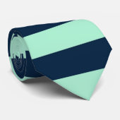 Sailor Blue en Mint Horizontale Stripes Stropdas (Opgerold)