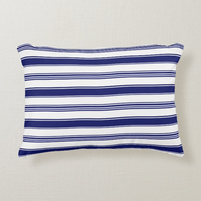 Sailor Blue Horizontale Stripes Accent Kussen (Voorkant)