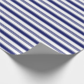 Sailor Blue & White Stripe (op grote schaal) Cadeaupapier (Hoek)