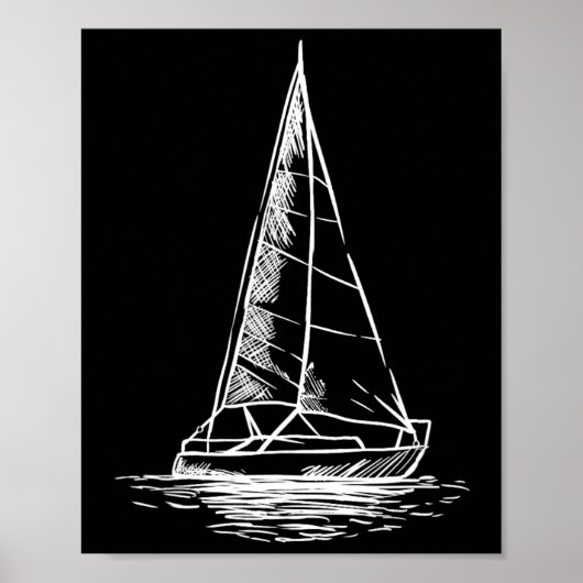 Sailor Boating Anchor - Simple Line Drawing Sailbo Poster (Voorkant)