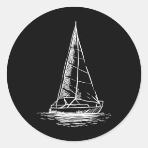 Sailor Boating Anchor - Simple Line Drawing Sailbo Ronde Sticker