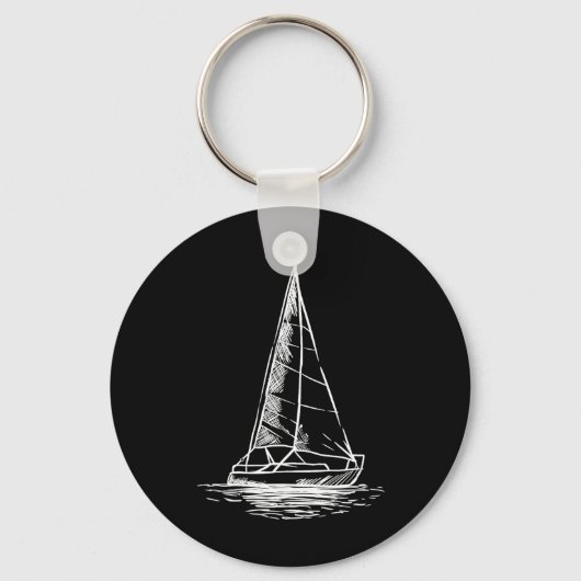 Sailor Boating Anchor - Simple Line Drawing Sailbo Sleutelhanger (Voorkant)
