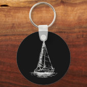 Sailor Boating Anchor - Simple Line Drawing Sailbo Sleutelhanger (Voorkant)