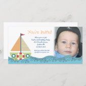 Sailor Boy Birthday Party Invitation Photocard (Voorkant / Achterkant)