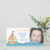 Sailor Boy Birthday Party Invitation Photocard (Staand voorkant)