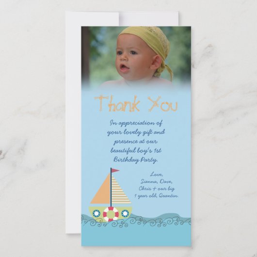 Sailor Boy Dank u voor de Gift Fotocard Bedankkaart (Voorkant)