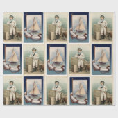  SAILOR BOY, SAILBOAT, ANCHOR EN LIFEBELT CADEAUPAPIER (Vlak)