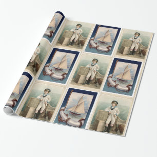  SAILOR BOY, SAILBOAT, ANCHOR EN LIFEBELT CADEAUPAPIER
