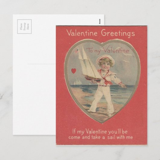  Sailor Boy Valentijn Feestdagenkaart (Voorkant / Achterkant)