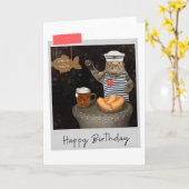 Sailor Cat bij Pub Funny Birthday Card Kaart (Gele Bloem)