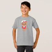 Sailor Cat, Sailor Pet, Boat Captain, Brown Cat T-shirt (Voorkant volledig)