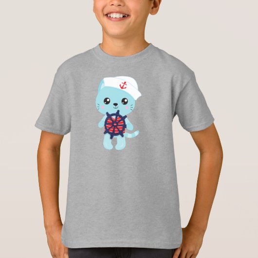 Sailor Cat, Sailor Pet, Boat Captain, Cute Cat T-shirt (Voorkant)