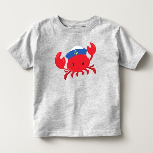 Sailor Crab, Cute Crab, Sailor Pet, Sailor, Sailin Kinder Shirts (Voorkant)