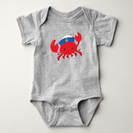 Sailor Crab, Cute Crab, Sailor Pet, Sailor, Sailin Romper (Voorkant)