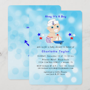Sailor Cute Blue van Baby shower Kaart