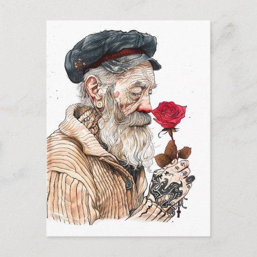Sailor Holding Red Rose In Romantisailor; bottle s Briefkaart (Voorkant)